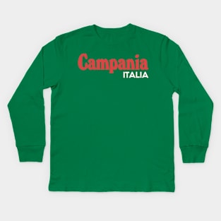 Campania // Italia Typography Region Design Kids Long Sleeve T-Shirt